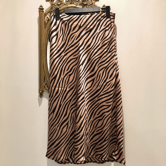 Zebra Print Satin Skirt - Picture 1 of 4
